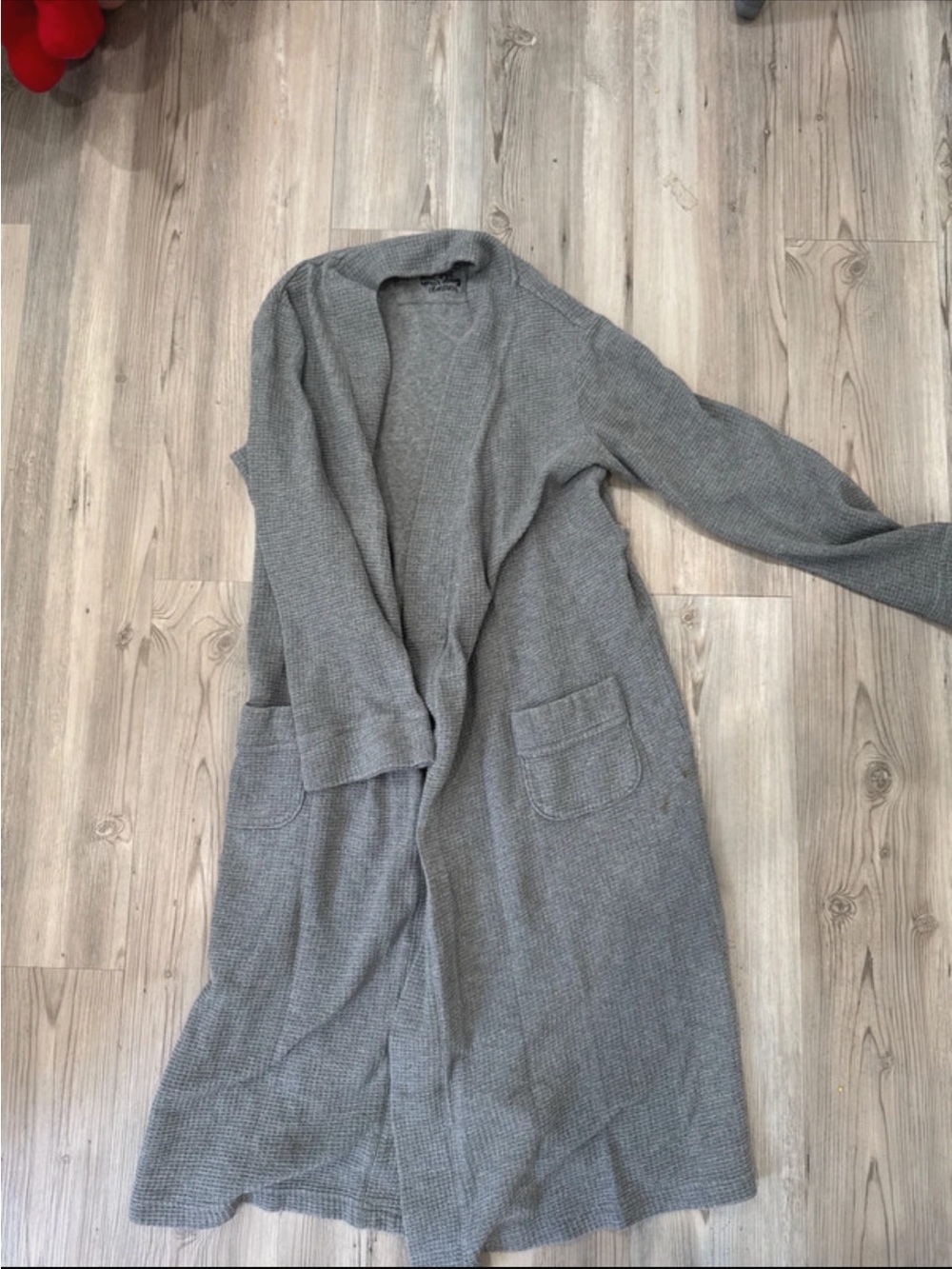 Gray Open-Front Long Cardigan Sweater for Women